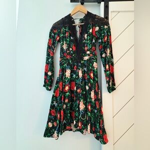 Anthropologie Black Lace Floral Dress